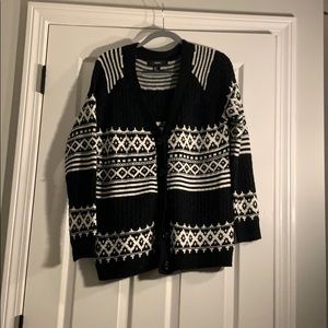forever 21 black and white patterned cardigan